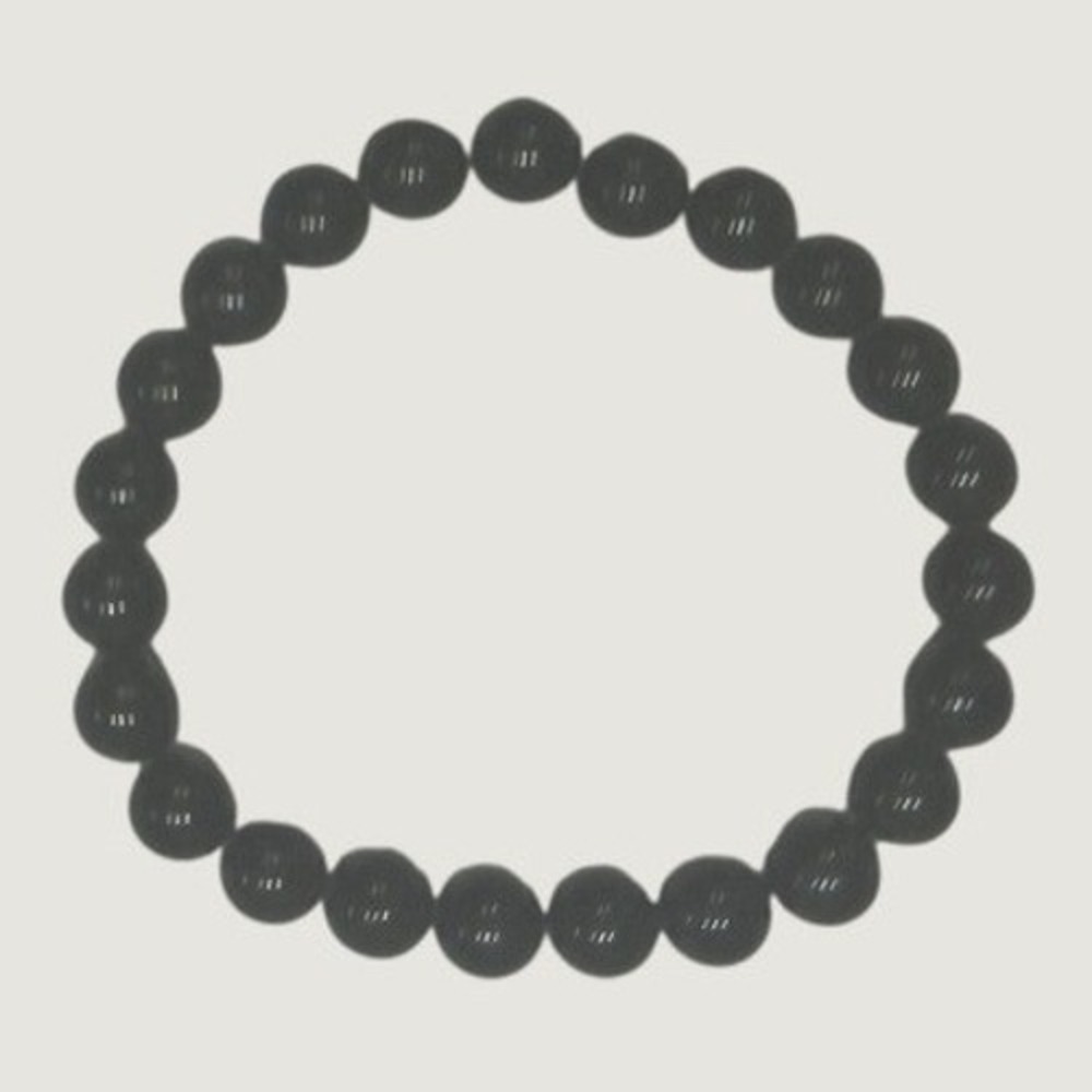 Black Obsidian Beaded Stretch Bracelet Polished Round Stone Minimalist Jewelry - Picture 3 of 4